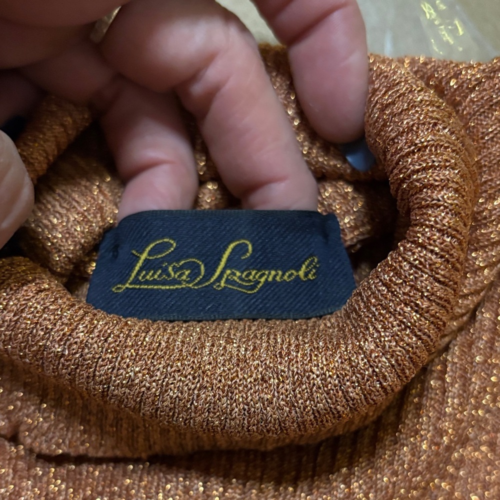 Luisa Spagnoli Sparkling Copper Sleeveless Turtleneck Sweater medium - Picture 2 of 7